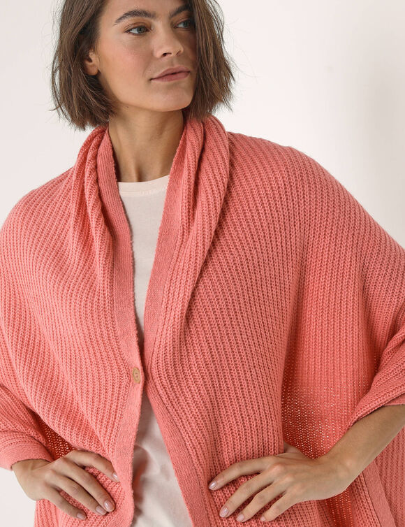 Poncho couvre-&eacute;paules en maille (corail gris&eacute;)