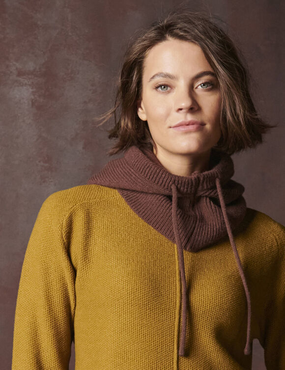 Pull manches marteau maille fantaisie (vert olive)