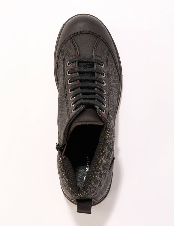 Boots d&eacute;tente lac&eacute;es et zipp&eacute;es en cuir  (noir)