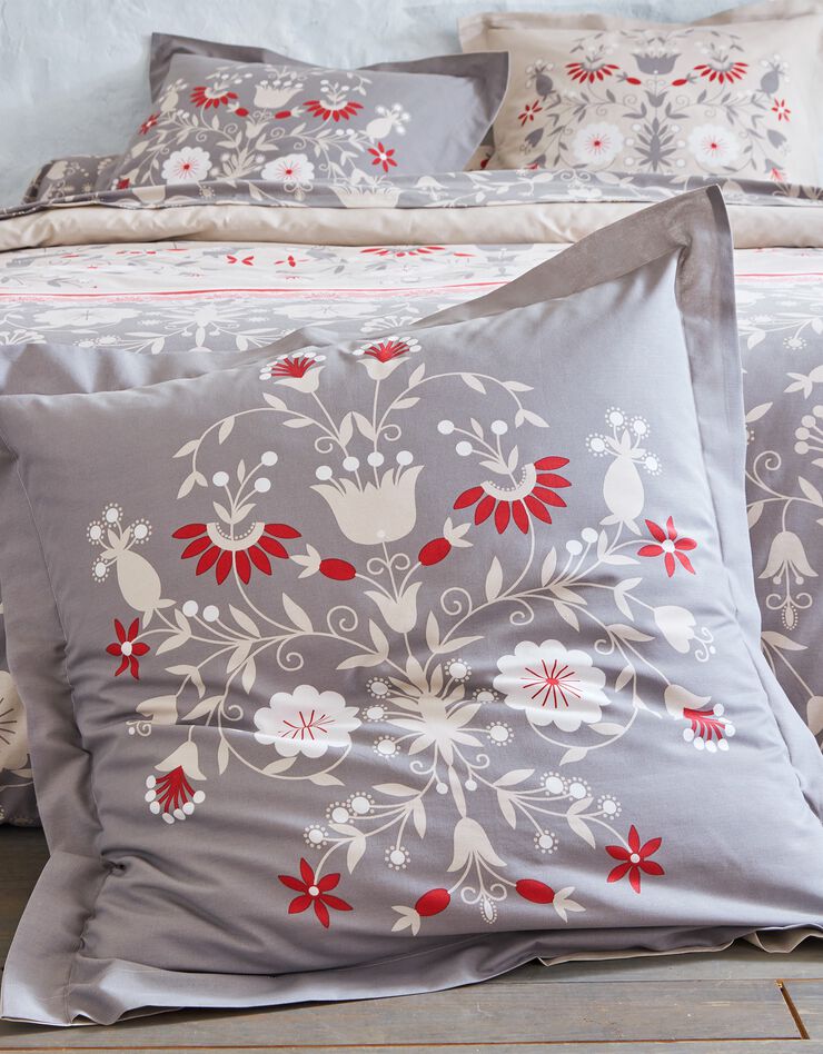 Linge de lit Victoire en coton imprimé fleurs, beige, hi-res image number 1
