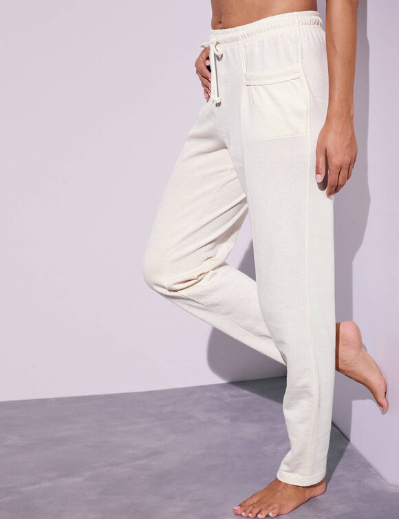 Pantalon jogging, molleton gratt&eacute; (&eacute;cru)