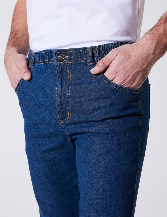 Jean droit taille élastiquée - entrej. 72 cm (stone)
