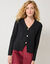 Vest met V-hals, knoopsluiting en asymmetrische onderkant (zwart)