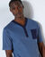 Pyjama liquette col tunisien - jersey coton (bleu)