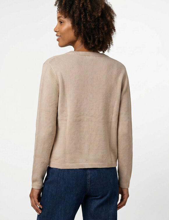 Gilet en maille &agrave; nouettes, uni (beige)