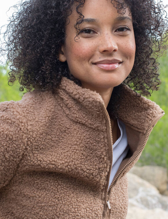 Veste zipp&eacute;e maille bouclette (noisette)