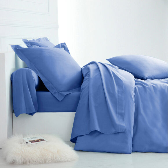 Effen bedlinnen in katoen (oceaanblauw)