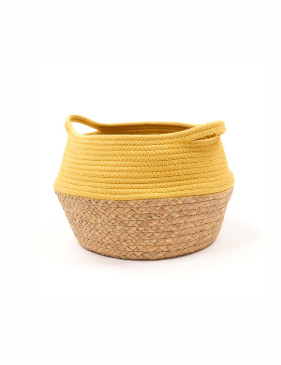 Panier bicolore rond corde coton (curry)
