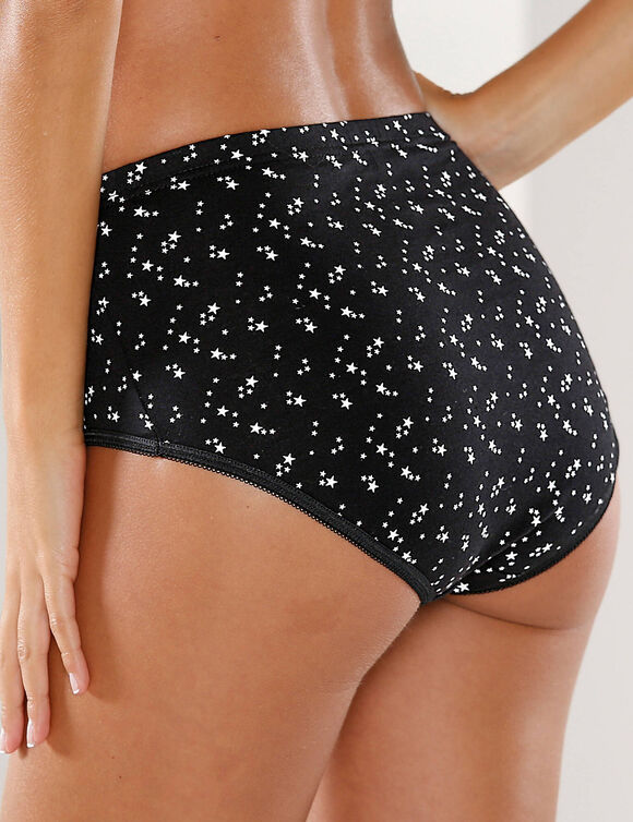Culotte coton maxi imprimé étoiles - lot de 6 (noir / blanc)