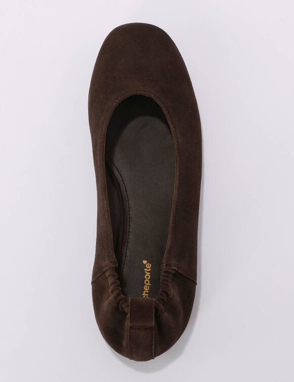Ballerines cro&ucirc;te de cuir plates (chocolade)