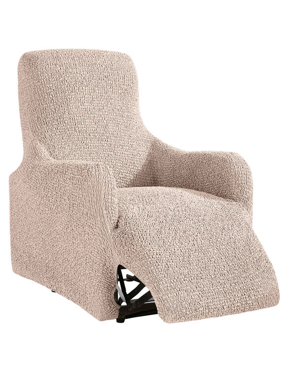Housse bi-extensible imprim&eacute;e gaufr&eacute;e pour fauteuil relax (beige)