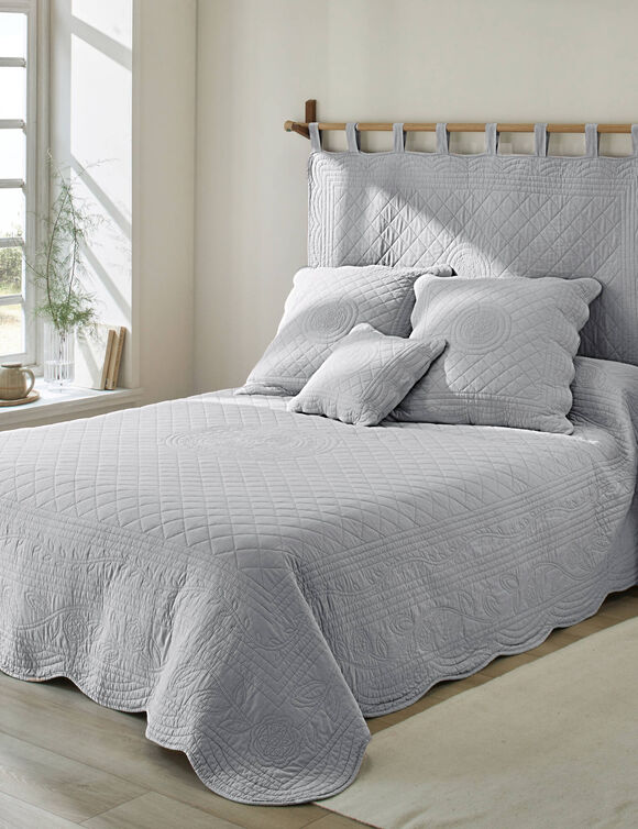 Effen hoofdeinde in katoen, boutisstijl, Cassandre (parelgrijs)