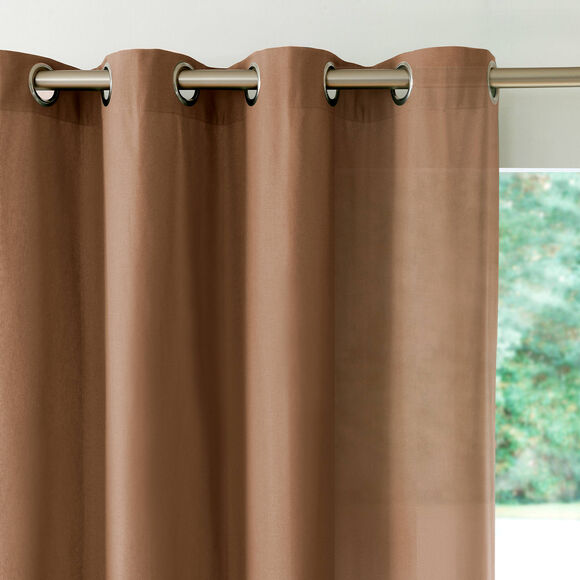 Rideau bachette uni tamisant oeillets (taupe)