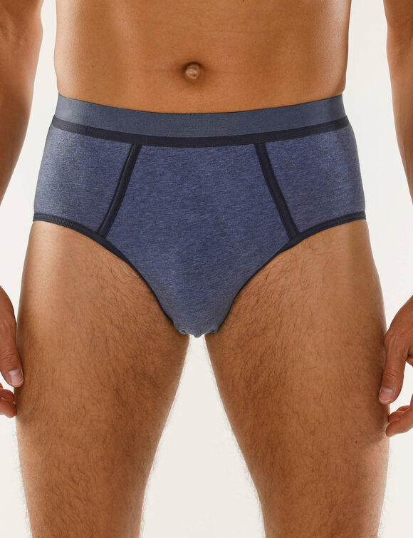 Gesloten slip met contrasterende naden, hoge taille - set van 4 (jeansblauw + bordeaux)