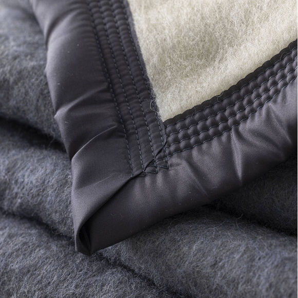 Couverture bicolore pure laine 600 g/m² (gris foncé)