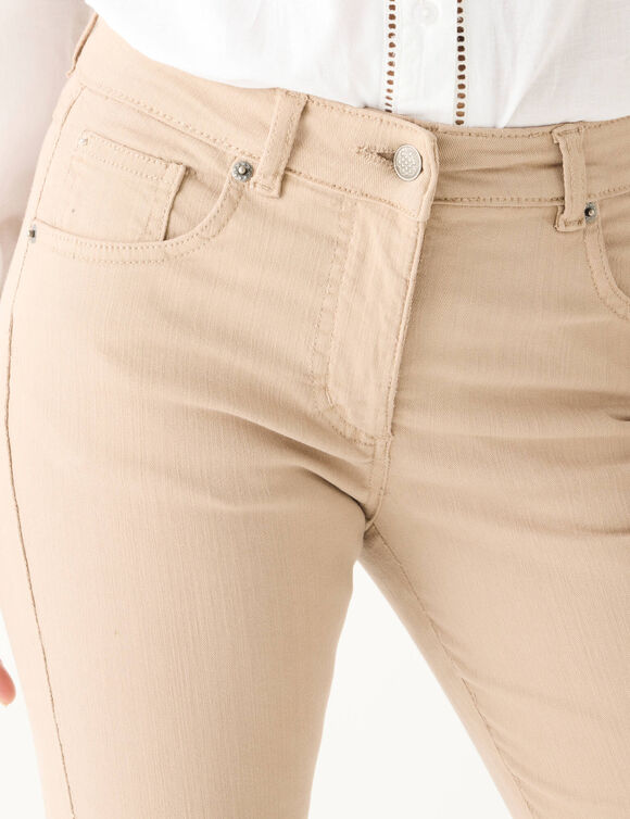 Jean droit, petite stature (beige)