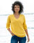 Loose trui met V-hals, patenttricot (CHINE CURRY)