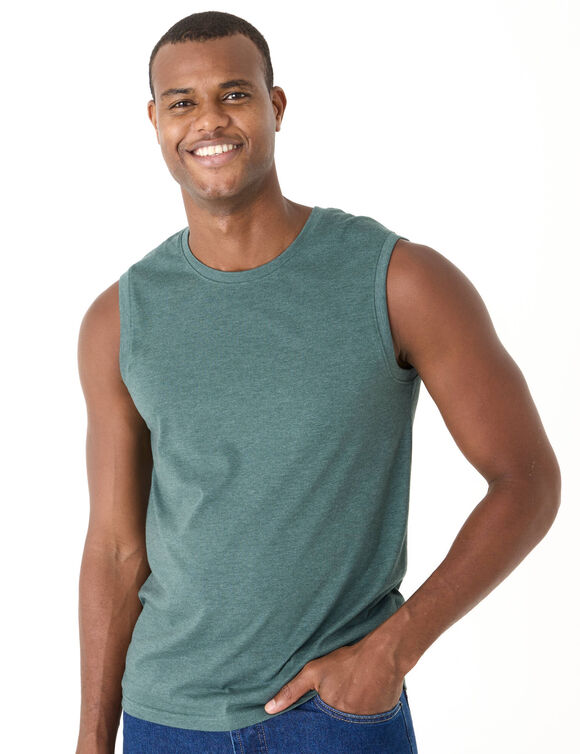 T-shirt uni col rond sans manches (azur chin&eacute;)