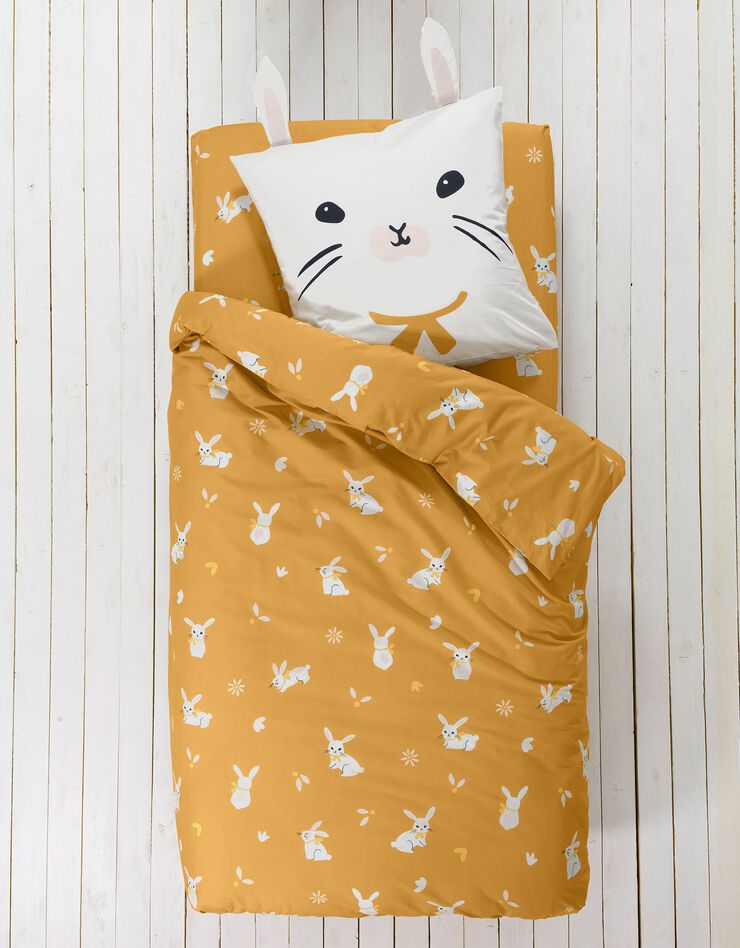 Linge de lit enfant imprimé Lapinou 1 personne - coton biologique, jaune Linge de lit enfant imprimé Lapinou 1 personne - coton biologique, jaune, hi-res image number 4