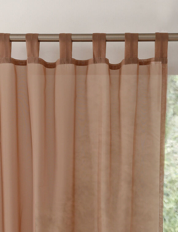 Effen voilegordijn met lussen (taupe)