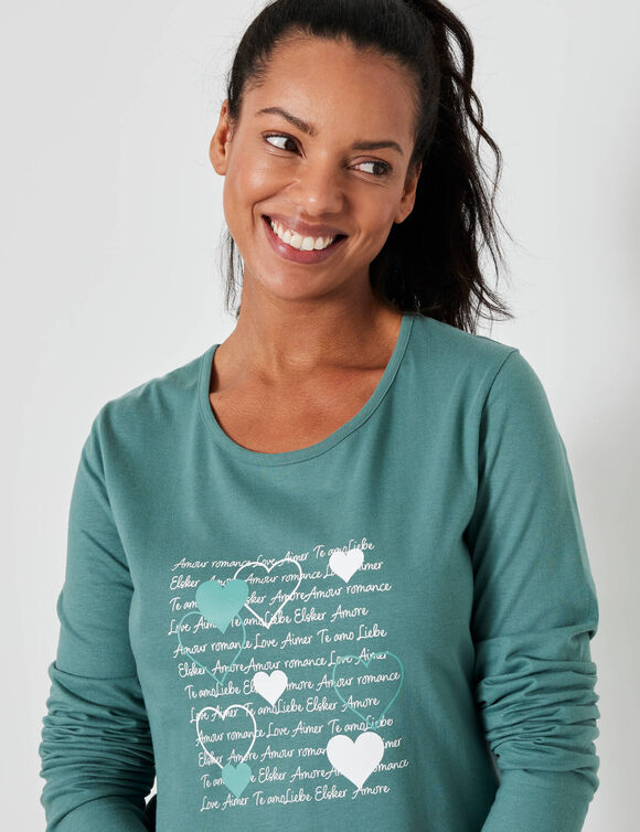 Pyjama met hartjesprint (kaki)