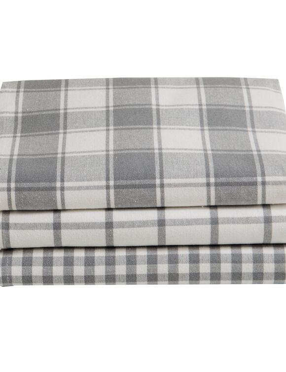 Torchon carreaux coton tissé teint - lot de 3 (gris)