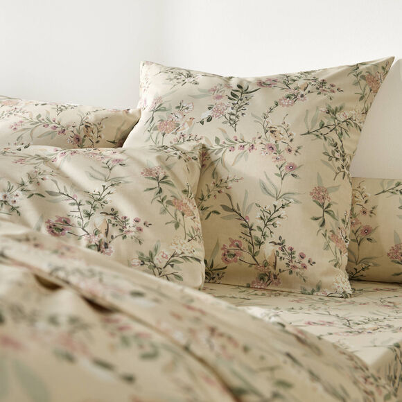 Linge de lit Yseult en coton imprim&eacute; (sable)