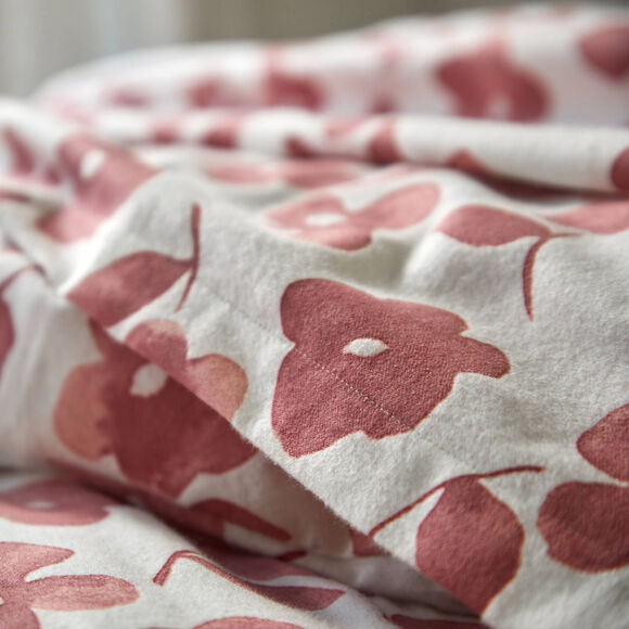 Linge de lit Petunia en flanelle imprim&eacute;e (bois de rose)