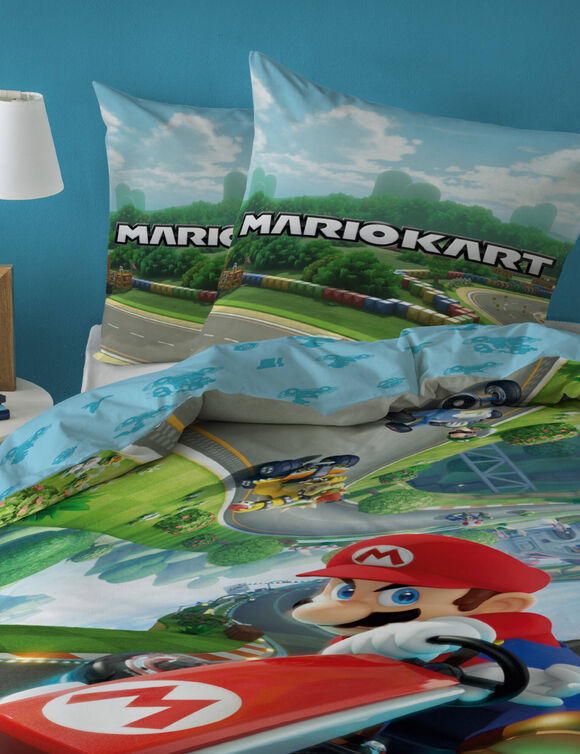 Parure de lit Mario Kart® coton (bleu / vert)