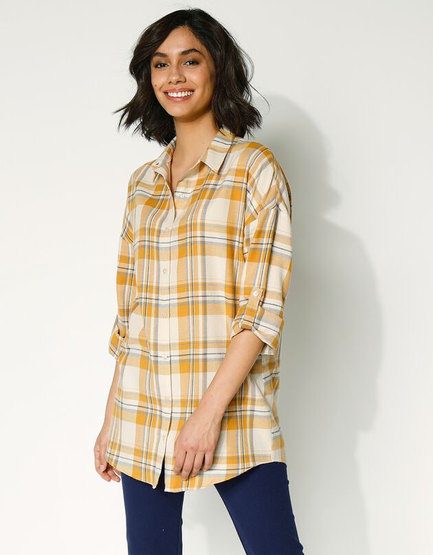 Chemise flanelle à carreaux (écru / miel)