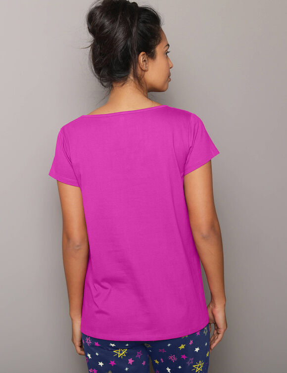 Pyjamashirt met korte mouwen en print Estrella (fuchsia)