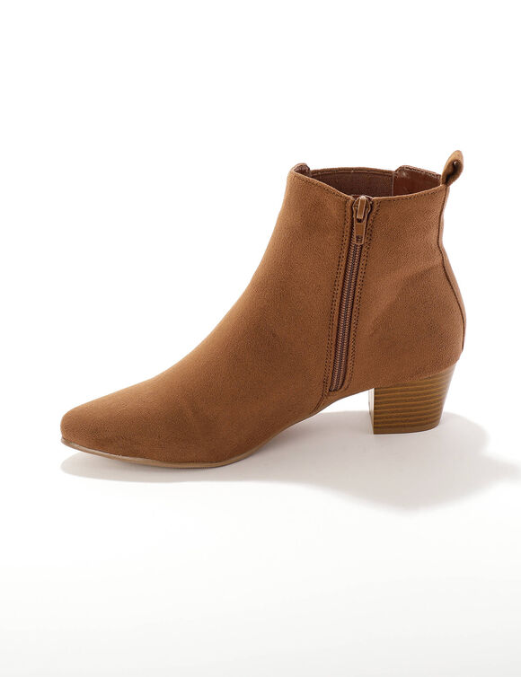 Boots folk élastiquées et zippées à talon (caramel)