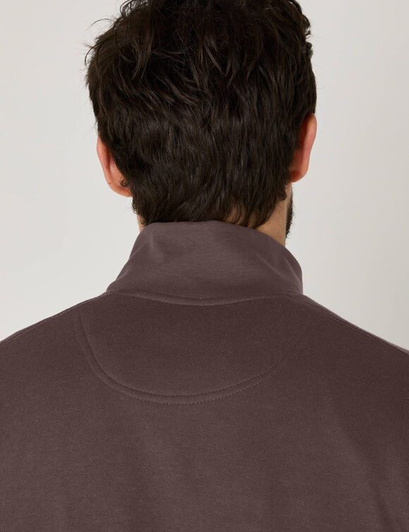 Sweat molleton col camionneur zipp&eacute; (marron)