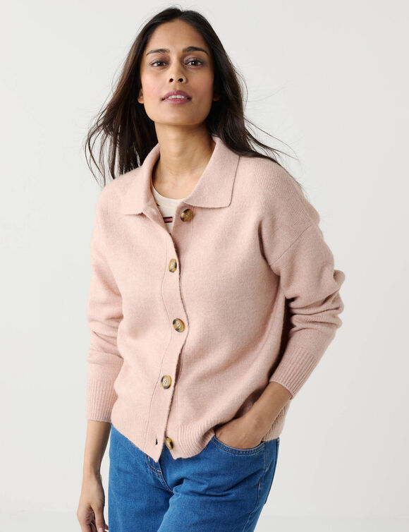 Vest met knopen, van gerecycled polyester** (grijsroze)