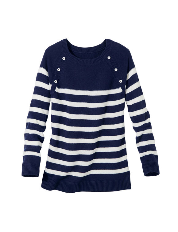 Gestreepte trui in marinestijl (marine / ecru)