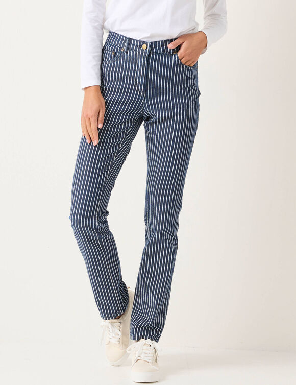 Jean droit ray&eacute; (dark blue)