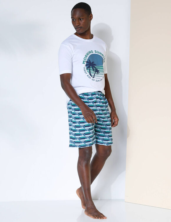 Bedrukte pyjamashort in katoen (blauw / groen)