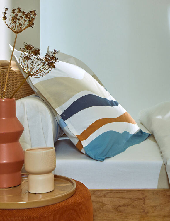 Linge de lit Ondée imprimé vague - en coton (bleu)