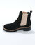 Chelsea boots in splitleer, dikke, geribbelde zool (zwart)