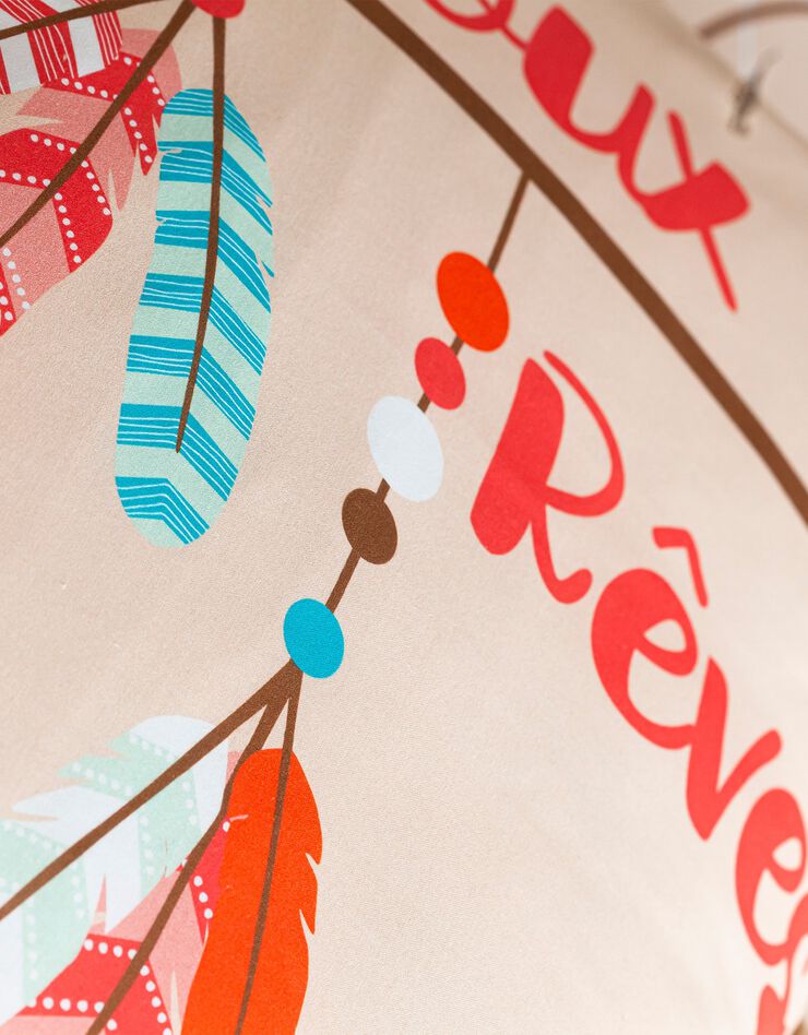 Bedrukt bedlinnen voor kinderen, dreamcatcherprint, 1 persoon - katoen (roze)