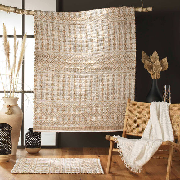 Tapis rectangulaire motifs géométriques (naturel)