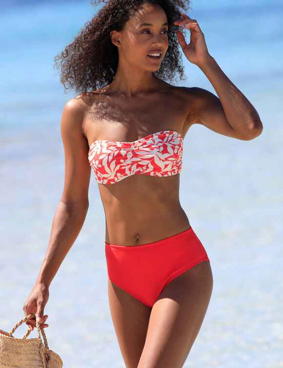 Bas de maillot de bain taille haute uni Solaro (grenadine)