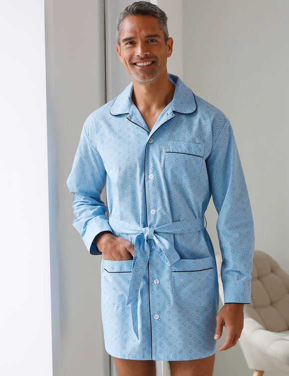 Pyjaveste imprim&eacute; popeline polycoton (bleu)