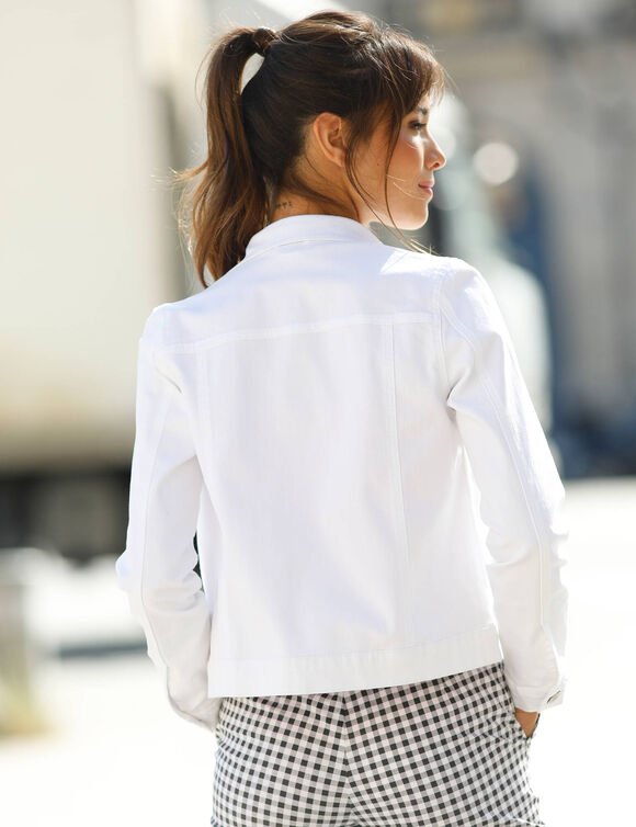 Veste boutonn&eacute;e en jean (blanc)