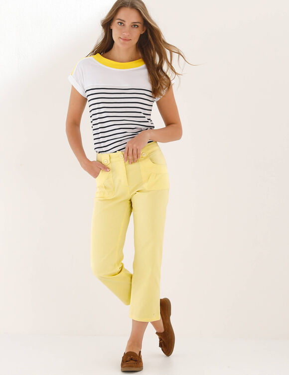 Pantacourt droit stretch (jaune p&acirc;le)