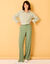 Pantalon large taille élastiquée, crêpe (vert grisé)
