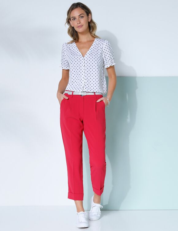 Pantalon 7/8ème fuselé fluide (framboise)