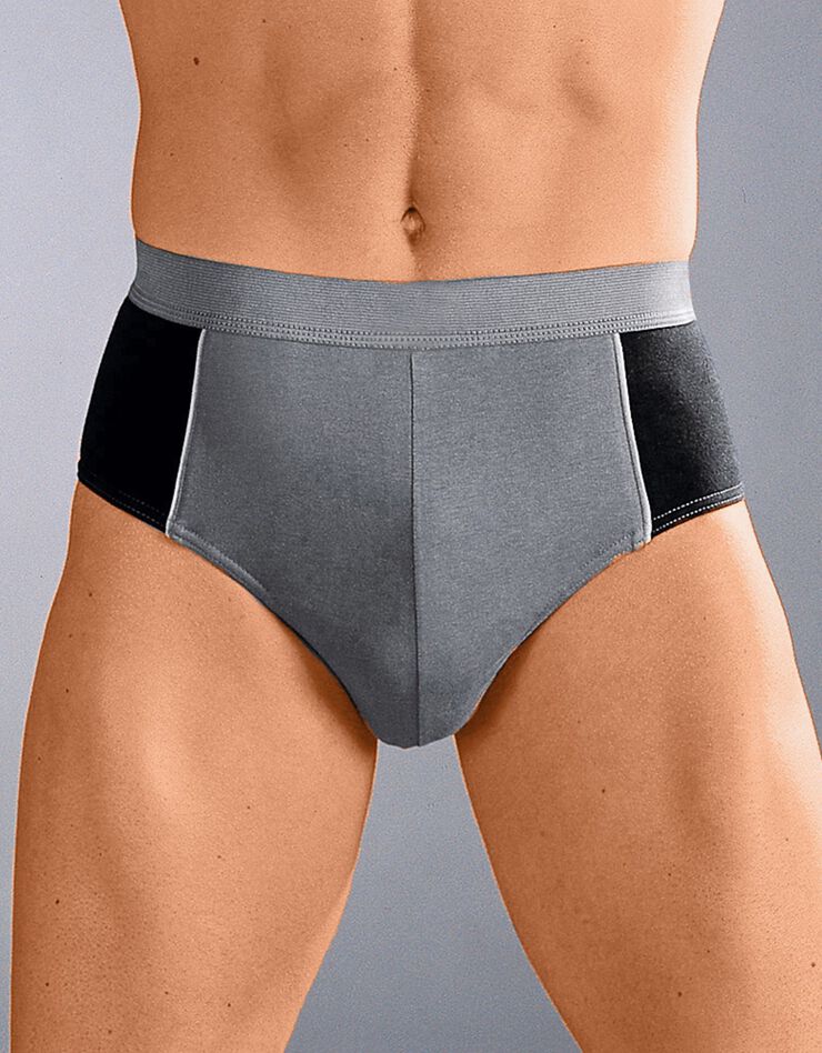 Slip fermé bicolore, taille haute lot de 4, gris / noir Blancheporte