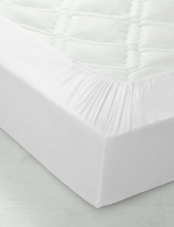 Effen hoeslaken in katoen, hoekdiepte 32 cm (wit)