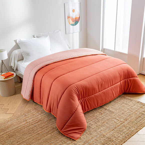 Couette microfibre imprim&eacute; vichy 400 g/m&sup2;  (tomette)